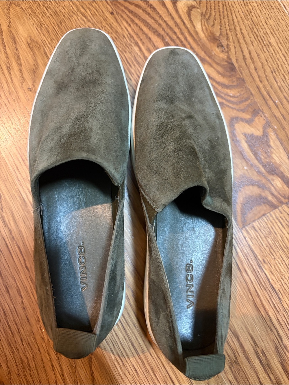 Vince Olive Suede Slip-On Loafers - Picture 2 of 5